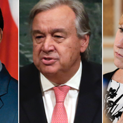 Justin Trudeau, António Guterres och Margot Wallström.