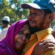 Rohingyer som är på väg att förflyttas. 