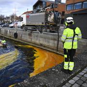 Ett större utsläpp av en vegetabilisk olja inträffade i hamnområdet i Karlshamn på lördagen.