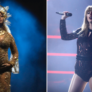 Beyoncé och Taylor Swift. Arkivbilder.