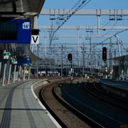 En tom tågplattform i Utrecht, Nederländerna. Arkivbild.