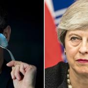 Uri Geller och Theresa May. 