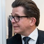 Andreas Norlén (M) i samband med de första partiledarsamtalen efter valet.