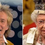 Sir Rod Stewart och drottning Elizabeth.