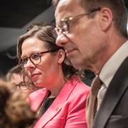 Statsminister Ulf Kristersson och migrationsminister Maria Malmer Stenergard på besök i Danmark. 