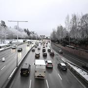 Morgontrafik på E4 vid Solna tidigare i veckan.