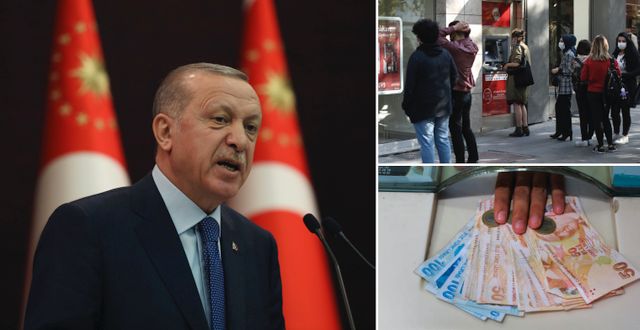 Recep Tayyip Erdogan till vänster. TT