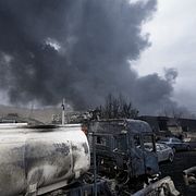 En utbränd tankbil i Teheran, Iran. 