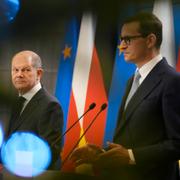 Tysklands förbundskansler Olaf Scholz och Polens premiärminister Mateusz Morawiecki.