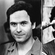 Ted Bundy och Kathy Kleiner Rubin under rättegången.