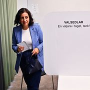 Liberalernas partiledare Simona Mohamsson när hon förtidsröstade under förra veckan.