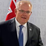 Scott Morrison och den brittiske premiärministern Boris Johnson under G20-mötet.