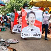 Demonstranter i Rangoon.