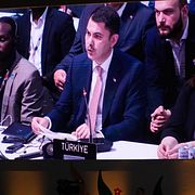 Murat Kurum talar under COP30 i Belem, Brasilien den 22 november 2025.