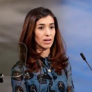 Nadia Murad under sitt tal under prisutdelningen.