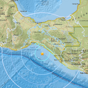 Bild av skalvet som inträffade utanför Mexikos västkust under söndagen.