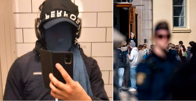 18-åringen tog en selfie timmarna innan morden / Polis på plasts när skolan öppnade efter attacken. Privat, Johan Nilsson/TT