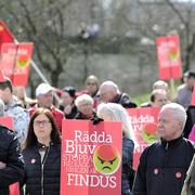 Demonstrationer mot nedläggningen av Findus verksamhet i Bjuv. Arkivbild.