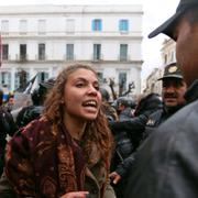 Protester i Tunisien.