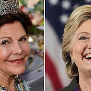 Arkivbilder: Drottning Silvia och Hillary Clinton.