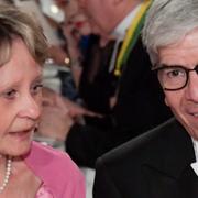 Anna Wersäll, partner till riksmarskalk Fredrik Wersäll och Paul M Romer, Nobelpristagare i ekonomi, under Nobelbanketten i Stadshuset i Stockholm, 2018.