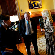 Danmarks utrikesminister, Lars Løkke Rasmussen och Grönlands utrikesminister Vivian Motzfeldt i Vita huset.