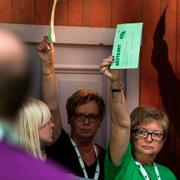 Centerpartiet håller just nu partistämma i Lugnets sporthall i Falun.