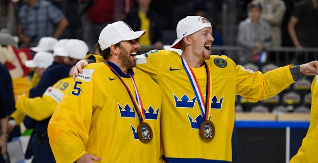 Tre kronor vann vm-guld efter straffläggning i finalen i ishockey-VM mellan Kanada och Sverige. Janerik Henriksson/TT / TT NYHETSBYRÅN