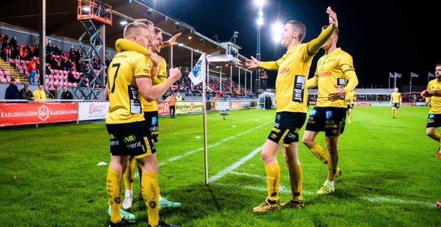 Elfsborgs Leo Väisänen jublar efter 1–0-målet.  FREDRIK KARLSSON / BILDBYRÅN