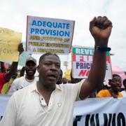 Protester i Nigerias huvudstad Lagos, 2 augusti.