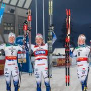 Maja Dahlqvist, Linn Svahn och Jonna Sundling jublar i kapp i Ruka.