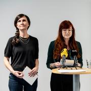 Valberedningens ordförande Louise Arndt presenterar Stenevi och Helldén som försvar till språkrör.