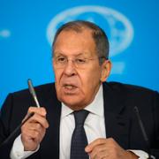 Sergej Lavrov under dagens pressträff.