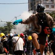 Demonstranter i Rangoon.