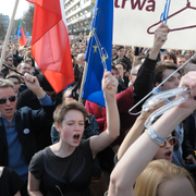 Protester i Polens huvudstad Warszawa 2016 när den polska regeringen ville driva igenom begränsningar för aborträtten.