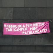 Arkivbild. Feministiskt budskap i Stockholm. 