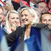 Marine Le Pen på ett politiskt möte i helgen.