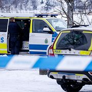 Polisen vid brottsplatsen 2015.