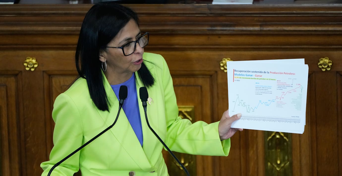 Venezuelas tillförordnade president Delcy Rodríguez. 
