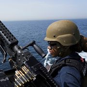 Amerikanskt fartyg i Hormuzsundet i mars.