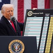 Arkivbild från 2 april när Donald Trump presenterade sin tullpolitik. 