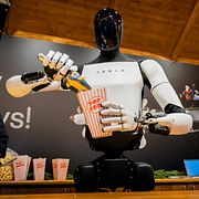 Teslas humanoida robot Optimus. Arkivbild.