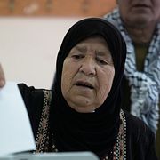 Bild från vallokal på Västbanken, 25 april.