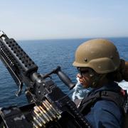 Amerikansk soldat vid Hormuz. Arkivbild.
