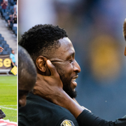 Chinedu Obasi jublar tillsammans med Bilal Hussein, Enoch Kofi Adu och Henok Goitom efter 2–0-målet.