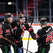 Arkiv. Örebros Robin Salo, Robin Kovacs och Robert Leino jublar.