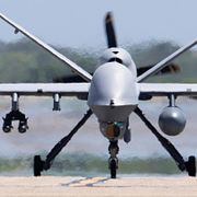 En amerikansk drönare på landningsbanan. Arkivbild.