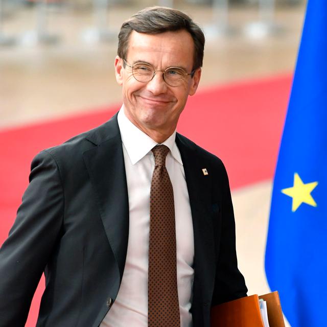 FILE - Sweden's Prime Minister Ulf Kristersson arrives for an EU summit in Brussels, on Oct. 20, 2022.  Geert Vanden Wijngaert / AP