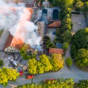 Branden på SLU Alnarp imorse.