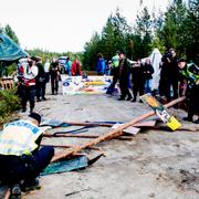 Protester mötte det brittiska gruvbolaget Beowulf när de försökte provbryta järnmalm i Kallak väster om Jokkmokk i augusti 2013.